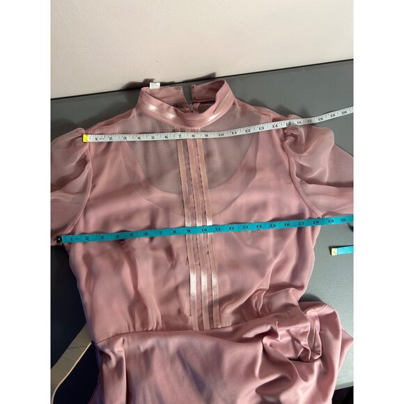 VTG Gown Sz 12 Runs small Mauve Pink Sheer Long Sleeves Union Md Elegant Cottage - Picture 8 of 12